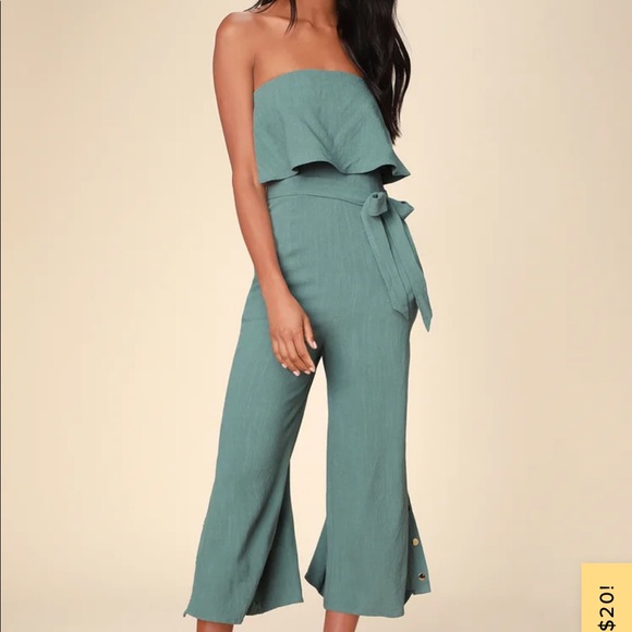 Lulus Pants - 💚Sage Green Strapless Jumpsuit